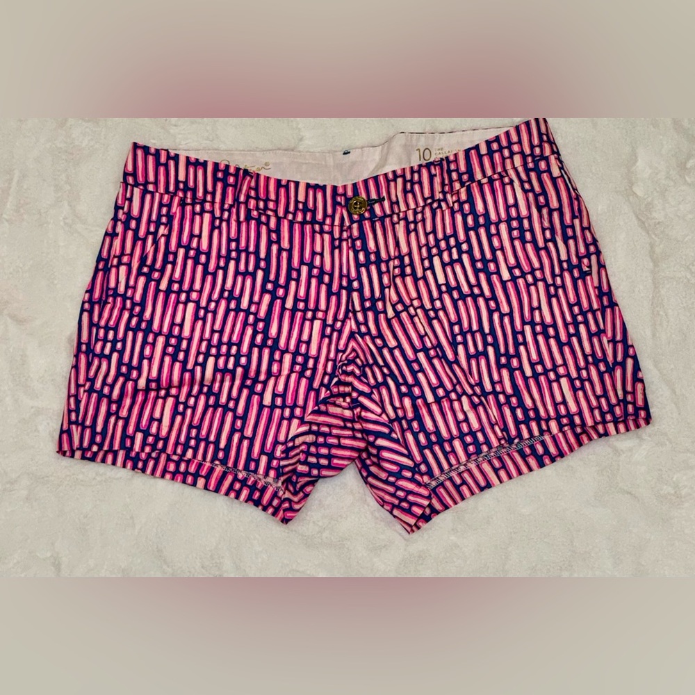 Lilly Pulitzer Callahan Shorts 5” Mandevilla Pink Slathouse Stripe-Size 10-EUC